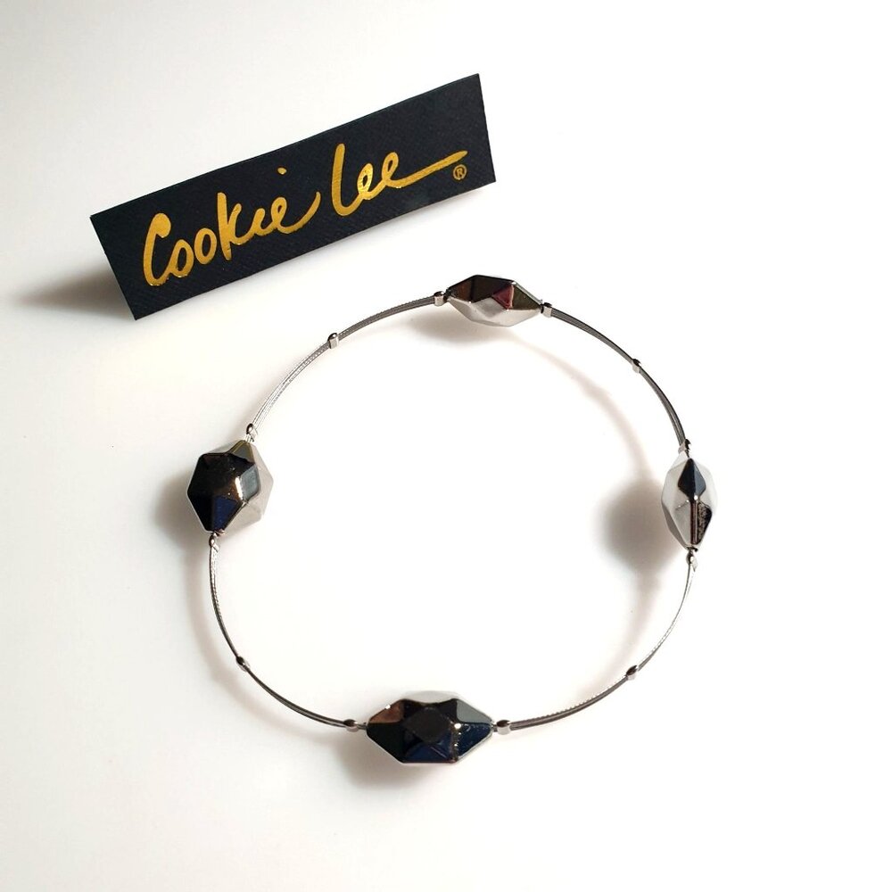 Cookie Lee Silver Tone Faceted Bead Bracelet Jewelry New Stackable Gift Mom